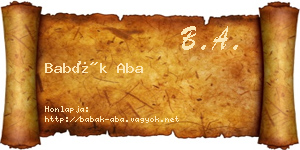 Babák Aba névjegykártya